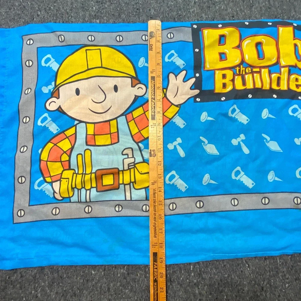 Bob the Builder Pillowcase Standard Kids Blue‎ Vintage 2001 Scoop Pilchard Cat